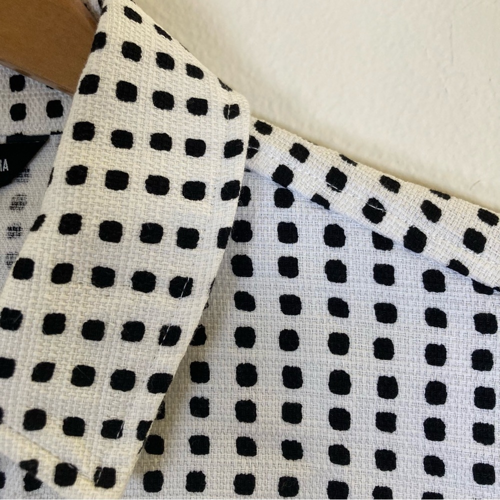 Saint + Sofia Cropped Polka Dot Jacket Tweed Black White Cotton Stretch Size 6 - Picture 6 of 12